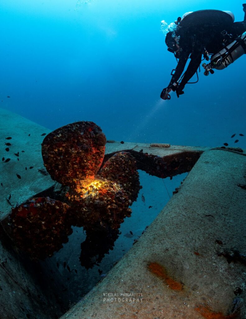 The wreck of Avantis III: The ship's propeller.Photo: Nikolas Margaritis