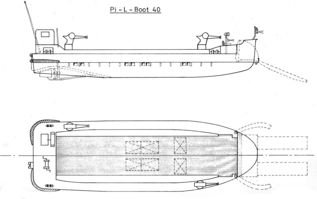 Blueprint, 2 views of the Pionierlandungsboot 40  www.lexikon-der-wehrmacht.de