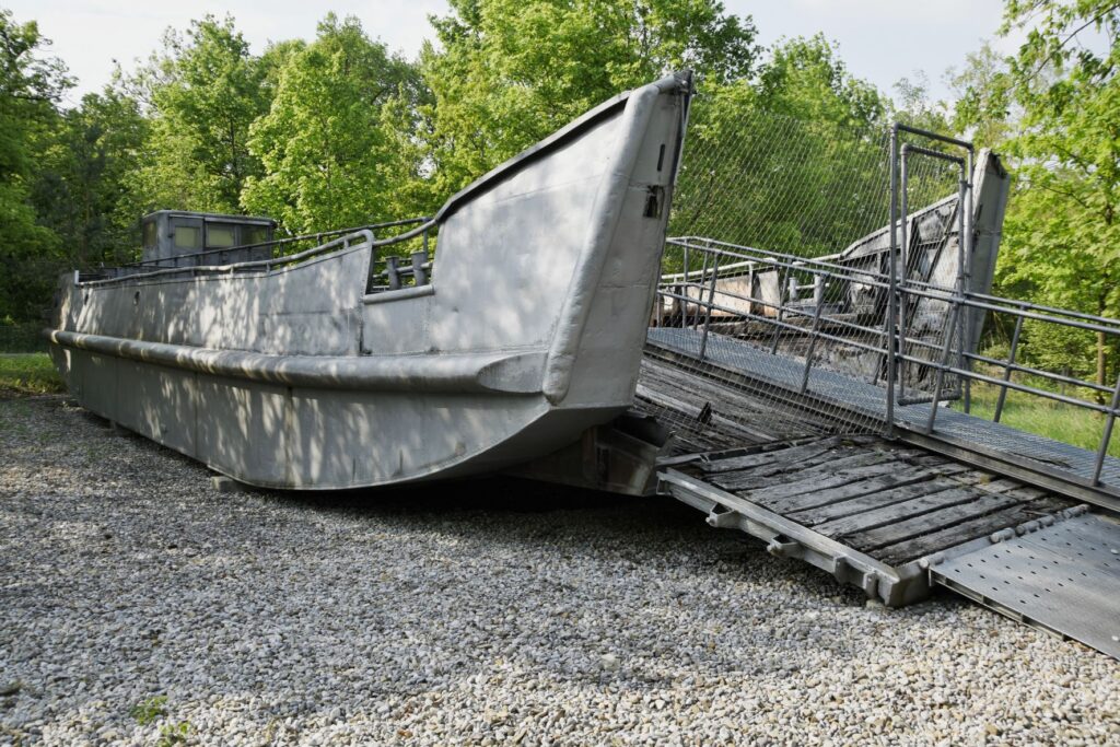 Probably the last remaining Wehrmacht Pionierlandungsboot 41, which is part of the "Flucht und Vertreibung" memorial in Oberschleißheim, Bavaria - Source: commons.wikimedia.org